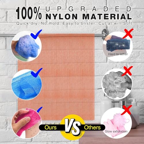 African Net Bath Sponge Set - Exfoliating Body Scrubber (3 Colors)