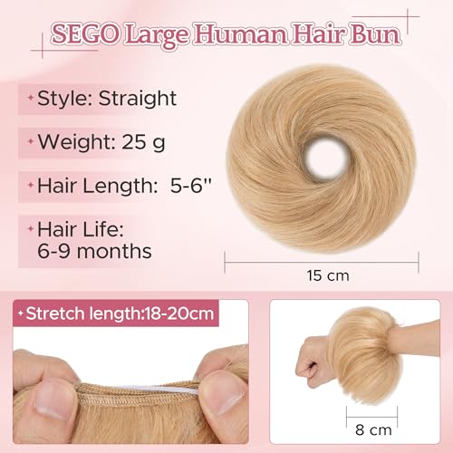 SEGO Human Hair Messy Bun Scrunchie - 25g Ash Blonde & Bleach Blonde
