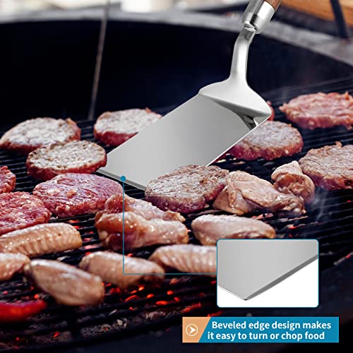 Stainless Steel Spatula with Wooden Handle for Cooking & Grilling