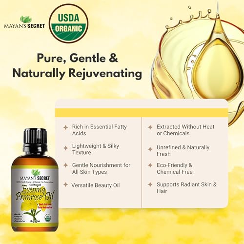 USDA Organic Evening Primrose Oil - Cold Pressed Skin & Hair Moisturizer
