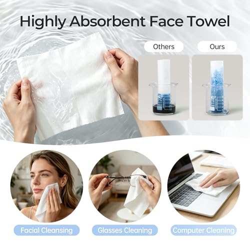 POMPOM LIFE 100% Cotton Disposable Face Towels - Ultra Soft & Thick, 2100 Ct