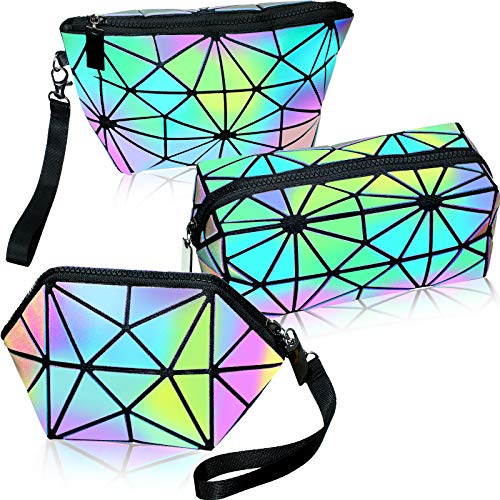 Holographic Makeup Bags Set - 3 Pcs Travel Cosmetic Organizers