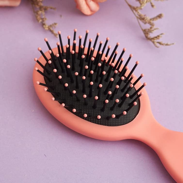 BeaverStrong Mini Hair Brush - Pocket-Size Detangler for Kids & Adults (Warm Pink)