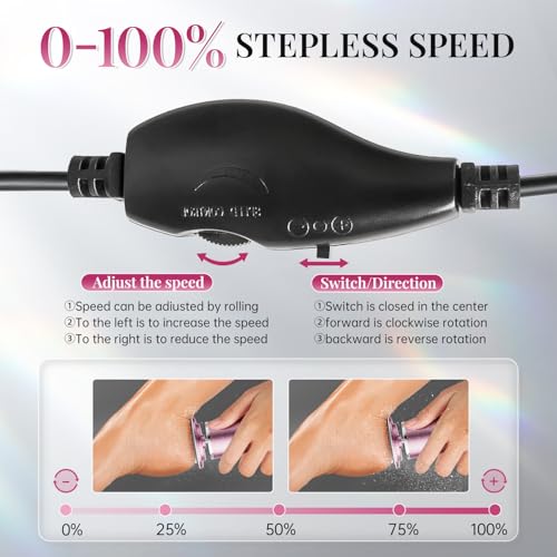 Krofaue Electric Foot Callus Remover with 60 Sandpaper Pads, Black