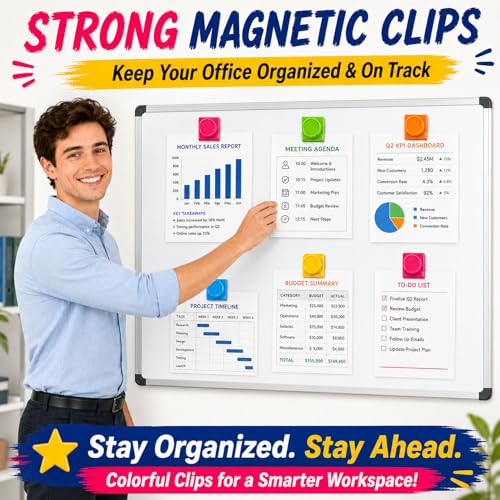 20 Pack Colorful Magnetic Clips for Refrigerator & Whiteboard