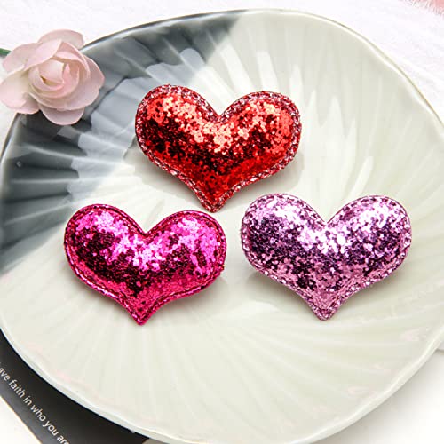9-Pack Glitter Heart Hair Clips for Girls – Sequin Barrettes in 3 Colors