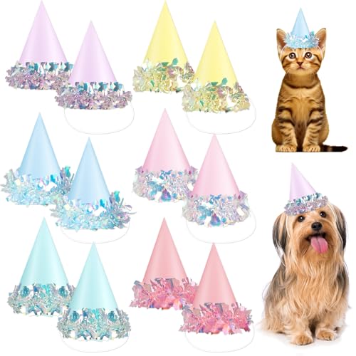 24 Pcs Iridescent Pastel Mini Party Hats for Dogs & Cats