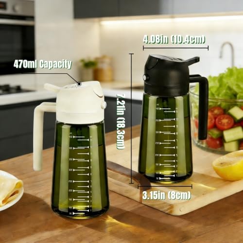 2-in-1 Olive Oil Sprayer and Dispenser - 16oz Glass Spray Bottle