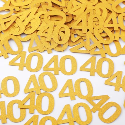 Gold Glitter 40th Birthday Confetti - 100pcs Table Decor