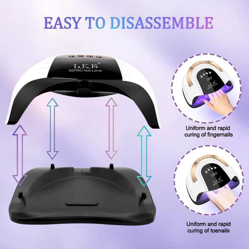 LKE 268W UV LED Nail Lamp - White Nail Dryer with 4 Timers & Automatic Sensor