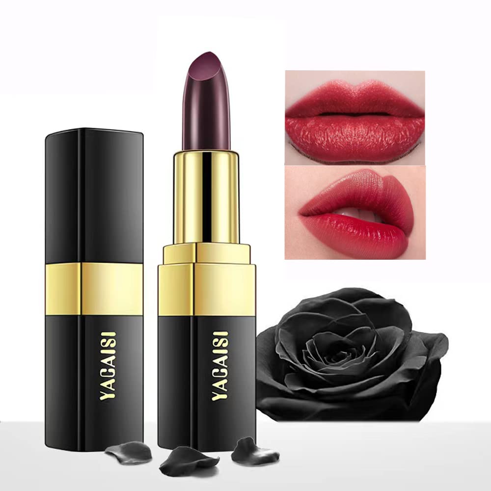 Color Changing Lipstick - Magic Lip Balm That Transforms from Black to Brick Red | Natural Moisturizing Formula for Women