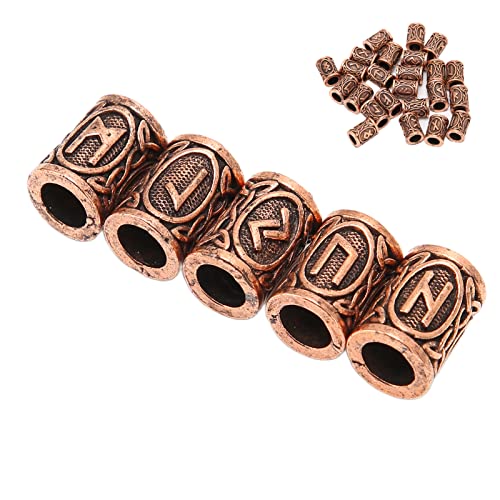 24 Viking Rune Hair Beads - Filigree Cuffs for Beard & Hair