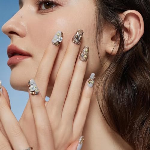 3400 Pcs Gold & Silver Star Nail Charms for Nail Art