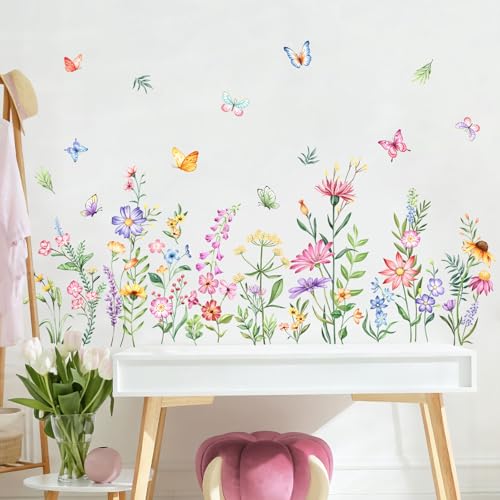 Wildflower & Butterfly Wall Decals - Peel and Stick Vinyl Stickers