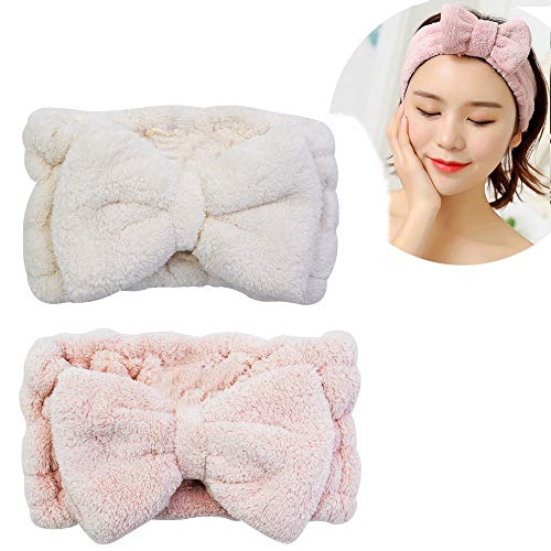 Chloven 2 Pack Microfiber Bowtie Headbands for Makeup & Skincare