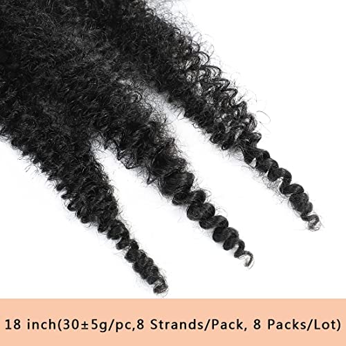 Marley Twist Braiding Hair 8 Packs 18 Inch Pre-Separated Springy Afro Twist Hair Suitable for Damaged Soft Locs Synthetic (18 inches, 1B) Spring Twist Crochet Hair for Black Women Cuban kinky Hair