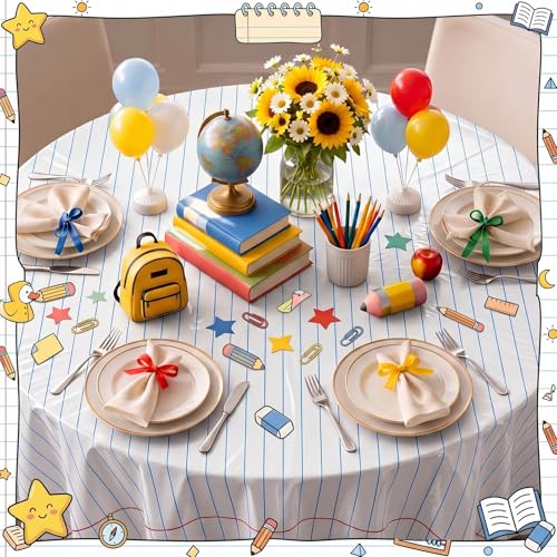 Potchen 3-Pack Round Notebook Tablecloths - 84 Inch Disposable
