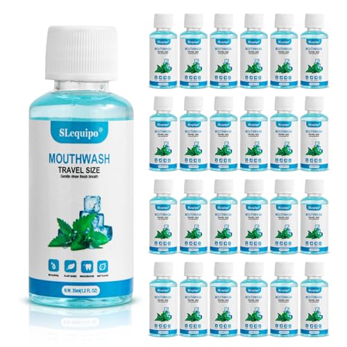 SLequipo 10 Pack Travel Size Mint Mouthwash Bottles 1.2oz/35ml - Bulk Fresh Breath