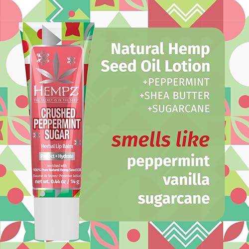 Hempz Crushed Peppermint Sugar Lip Balm .44 oz - Hydrating & Nourishing