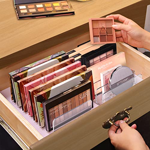 Lolalet 2 Pack Clear Acrylic Makeup Organizer with 14 Slots for Eyeshadows, Blush, Face Powder, Contours & Bronzers