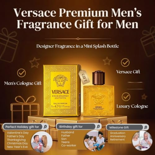 Versace Eros Energy Mini Cologne for Men, 0.17 oz EDP Splash