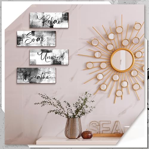 Maitys 4-Piece Black and White Bathroom Wall Art Set