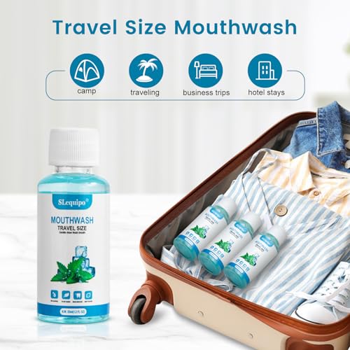 SLequipo 10 Pack Travel Size Mint Mouthwash Bottles 1.2oz/35ml - Bulk Fresh Breath
