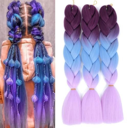 FEEL ME 24-Inch Jumbo Ombre Braiding Hair Extensions, 3-Pack Synthetic Fiber
