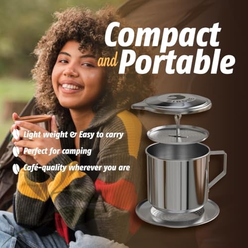 Birdee Stainless Steel Vietnamese Coffee Dripper - 8 oz Phin Filter for Rich Brew