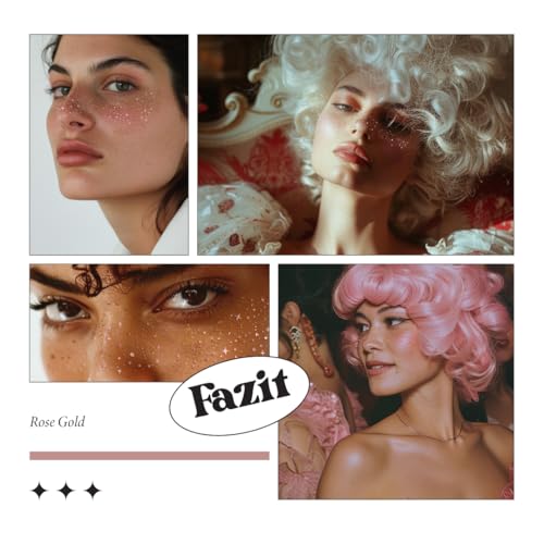 Fazit Rose Gold Glitter Freckle Makeup Patches - 6 Waterproof Temporary Patches for Festivals