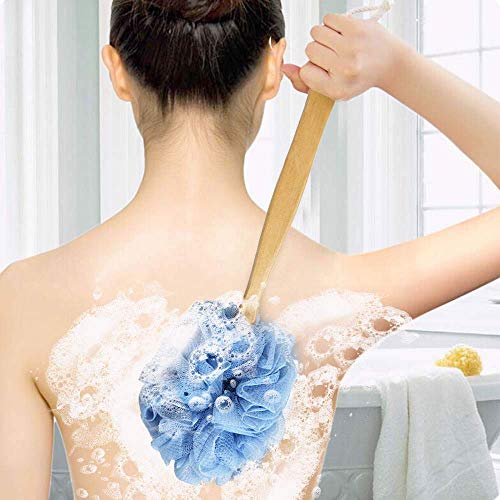 RASDDER Back Scrubber with Loofah Sponge - Long Handle Bath Brush
