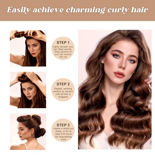 Heatless Curling Set for Overnight Hair Styling - 4 Multi-Tonal Velvet Rollers
