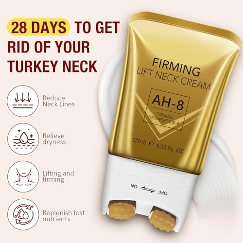 AH-8 Neck Firming Cream with Roller - 2 Pack Collagen Anti-Aging Formula
