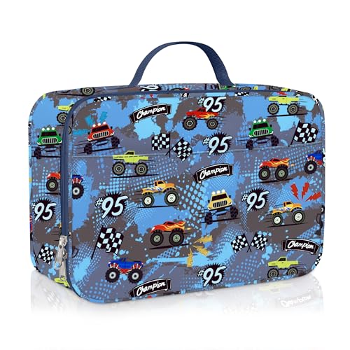 Clastyle Blue Racing Flag Insulated Lunch Bag for Kids