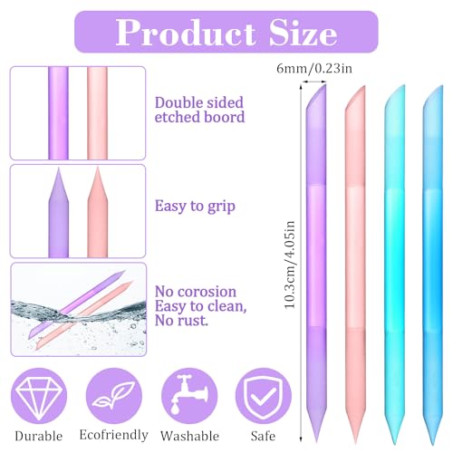 Glass Cuticle Pusher Set of 4 - Reusable Manicure Stick for Nail & Cuticle Care