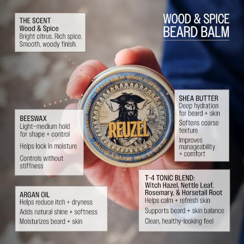 Reuzel Wood & Spice Beard Balm - Hydrating & Soothing 1.3 oz