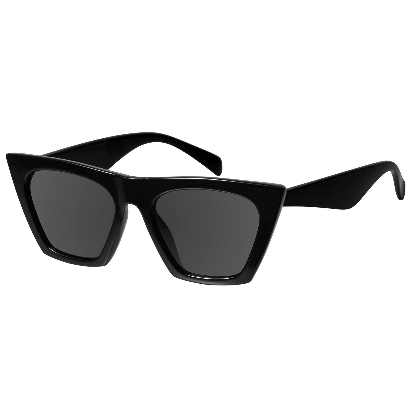 mosanana Cat Eye Sunglasses for Women Trendy Square Cateye Black Retro Cool Vintage Fashion 90s Cute Funky Ladies Small Chunky Unique MS51801