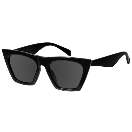 mosanana Cat Eye Sunglasses for Women Trendy Square Cateye Black Retro Cool Vintage Fashion 90s Cute Funky Ladies Small Chunky Unique MS51801