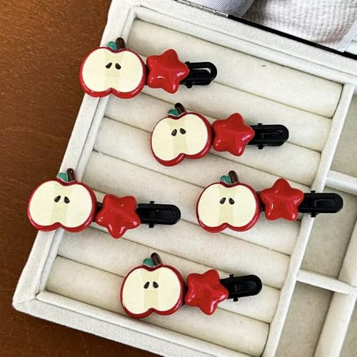 Kawaii Apple Hair Clips - Cute Star Barrettes for Women (2PCS)
