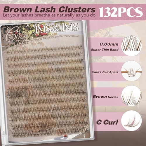Brown Lash Clusters Natural Wispy Fake Eyelashes - Cozy 06 | JMS&JMS