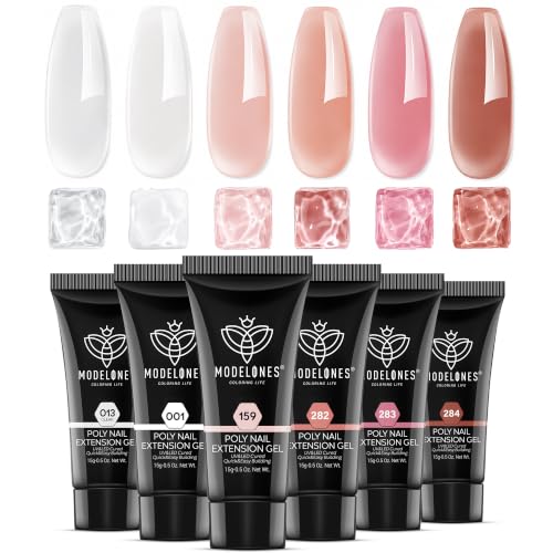Modelones Poly Nail Gel Set 6 Colors Nude Pink Brown - A3-Pink Brown Variation