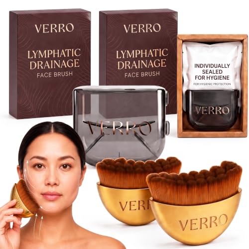 VERRO Gold Lymphatic Face Brush Set - 2 Pack for Sculpting & Drainage