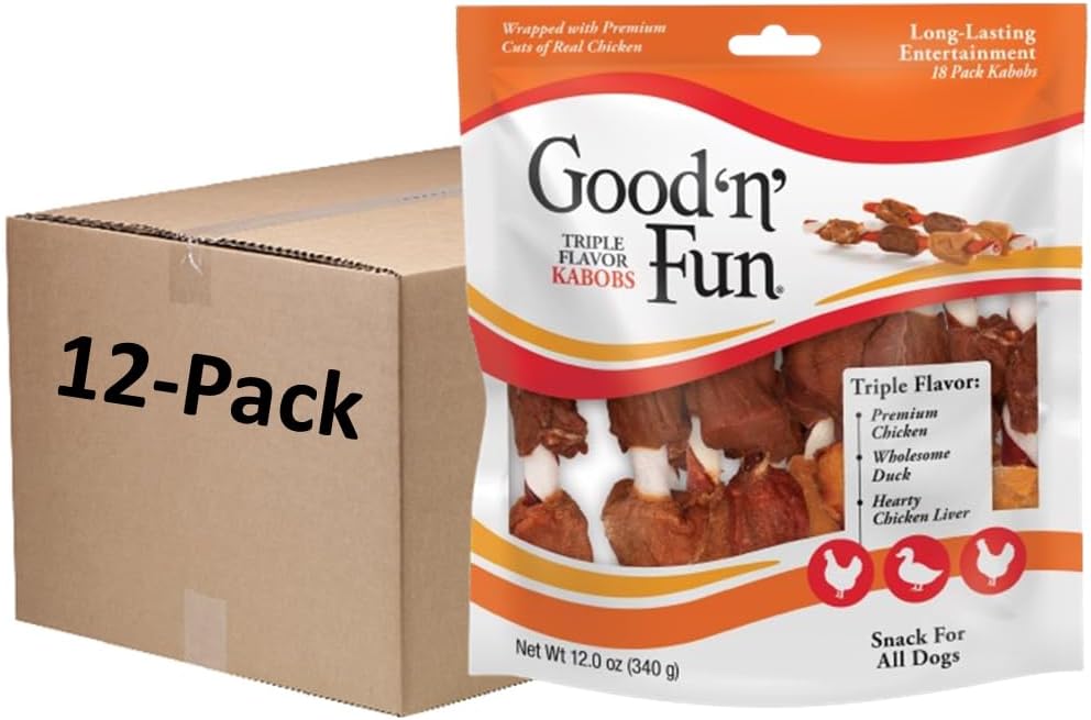 Long-Lasting Dog Treat Kabobs - Real Proteins with Beef Hide & Chicken | Supports Dental Health, 24 oz