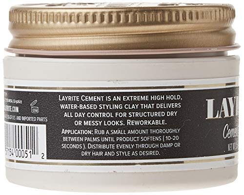 Layrite Deluxe Cement Hair Clay - 1.5 Ounce with All-Day Hold