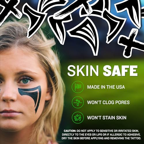 BLSTK Athletics Sports Eye Black Temporary Tattoos - Phantom Design, 6 Pack