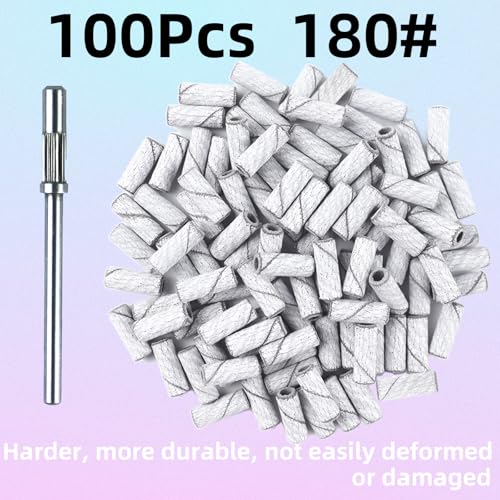 100 Pcs 180 Grit Mini Sanding Bands for Nail Drill - White