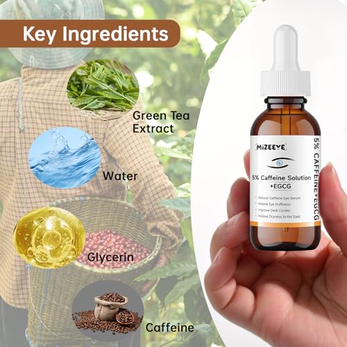 MIZEEYE Caffeine Eye Serum 5% + EGCG for Dark Circles & Puffiness, 30ML, Pack of 2
