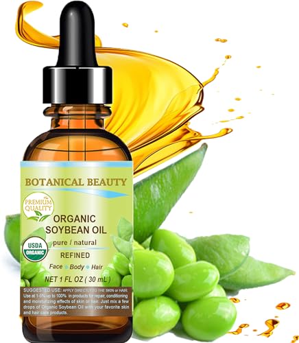 Botanical Beauty Organic Soybean Oil - 100% Pure Cold Pressed Moisturizer for Face, Skin, Body, Hair, Nails (1 Fl Oz)