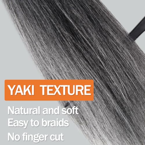 Osuntress Pre-Stretched Braiding Hair 18 Inch TGrey (6 Pack) Short Fake Braid