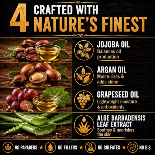 IRONCROFT Backroom Bourbon Beard Oil for Men - Non-Greasy Conditioner with Jojoba & Argan Oil